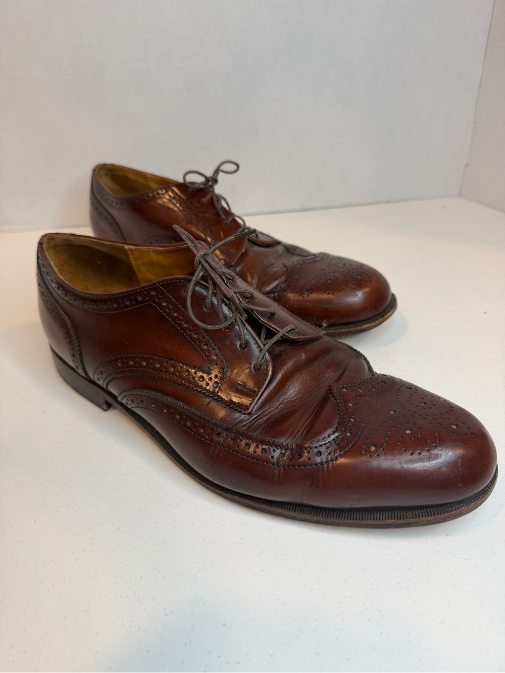 Cole Haan USA Made Brown Leather Wingtip Oxford Dress Shoes 13D Maine